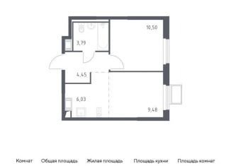 1-комнатная квартира на продажу, 34.3 м2, деревня Коробово, жилой комплекс Горки Парк, к4.1