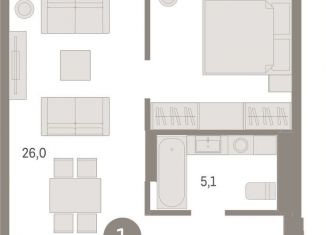 Продам 1-комнатную квартиру, 57.3 м2, Екатеринбург, улица Пехотинцев, 2В, Железнодорожный район