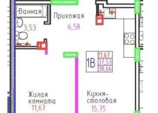 Продается однокомнатная квартира, 37.6 м2, Тольятти, улица Маршала Жукова, 58