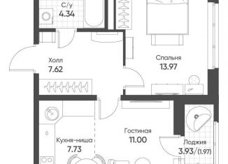 Однокомнатная квартира на продажу, 46.6 м2, Свердловская область