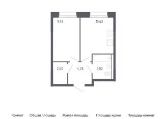 Продается однокомнатная квартира, 31.1 м2, Тюменская область, жилой комплекс Чаркова 72, 1.2