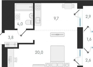 Продается однокомнатная квартира, 37.5 м2, Новосибирск, улица Аэропорт, 64, Заельцовский район