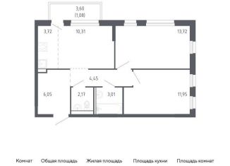 Продажа 2-ком. квартиры, 56.5 м2, Тюмень, жилой комплекс Чаркова 72, 2.1