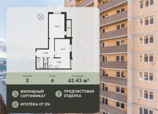 2-комнатная квартира на продажу, 62.4 м2, Краснодарский край, улица имени Ф.И. Шаляпина, 30/1лит3
