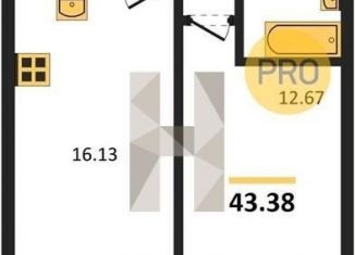 Продаю 1-комнатную квартиру, 43.4 м2, Воронеж, Ленинский район