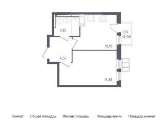 1-комнатная квартира на продажу, 34.9 м2, деревня Коробово, жилой комплекс Горки Парк, к3.1