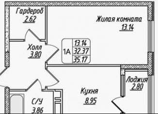 Однокомнатная квартира на продажу, 35.2 м2, Ставрополь, улица 45-я Параллель, 79