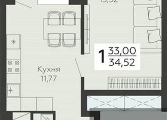 Продаю 1-комнатную квартиру, 34.5 м2, Воронежская область