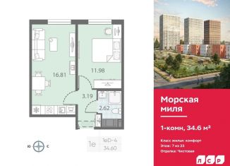 Продаю 1-комнатную квартиру, 34.6 м2, Санкт-Петербург, метро Ленинский проспект