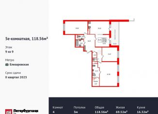 Продаю 4-комнатную квартиру, 118.6 м2, Санкт-Петербург, метро Елизаровская