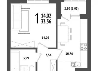 Продам 1-комнатную квартиру, 33.4 м2, Уфа