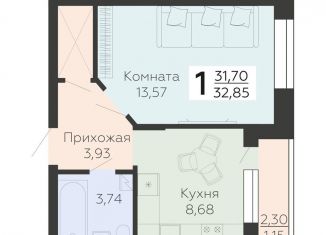 1-комнатная квартира на продажу, 32.9 м2, Воронеж, улица Независимости, 78