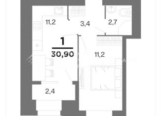 Продается 1-комнатная квартира, 30.9 м2, Рязанская область