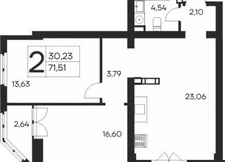 Продажа двухкомнатной квартиры, 71.5 м2, Ялта