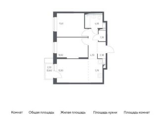 Двухкомнатная квартира на продажу, 54 м2, деревня Мисайлово, микрорайон Пригород Лесное, к12.1