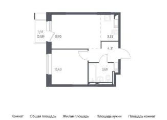 Продажа 2-комнатной квартиры, 36.3 м2, деревня Мисайлово, микрорайон Пригород Лесное, к5.1