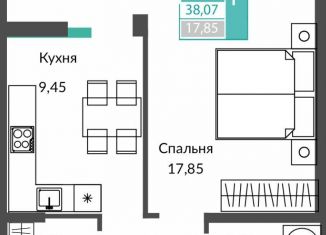 1-комнатная квартира на продажу, 38.1 м2, село Перово