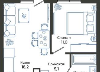 Продажа однокомнатной квартиры, 39.9 м2, Новороссийск