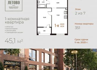 Продам 1-ком. квартиру, 45.1 м2, поселение Сосенское