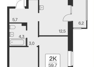 2-комнатная квартира на продажу, 59.8 м2, Новосибирск, метро Заельцовская