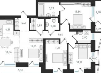 Продажа четырехкомнатной квартиры, 87.3 м2, Новосибирск, метро Гагаринская, жилой комплекс Русское солнце, 5