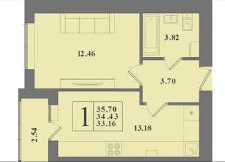 Продается однокомнатная квартира, 34.4 м2, Калининград, Крейсерская улица, 13к1