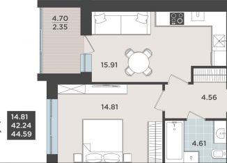 Продам 1-комнатную квартиру, 42.2 м2, Калининградская область, улица Александра Невского, 194А