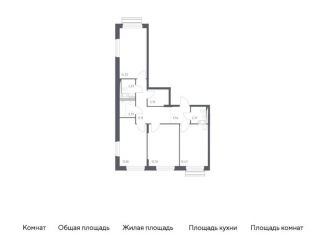 Трехкомнатная квартира на продажу, 77.7 м2, Московская область