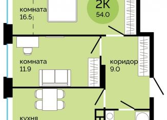 Двухкомнатная квартира на продажу, 54 м2, Пермский край, улица Яблочкова, 5к4