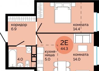 Продам двухкомнатную квартиру, 44.3 м2, Пермь, улица Яблочкова, 5к4, Свердловский район