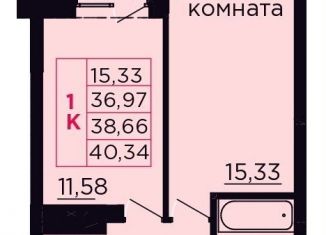 Продаю однокомнатную квартиру, 38.7 м2, Ростовская область