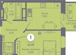 Продам 1-комнатную квартиру, 41.3 м2, Ростовская область, улица Ерёменко, 115