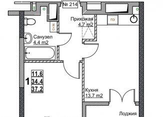 Продаю однокомнатную квартиру, 37.2 м2, Нижегородская область