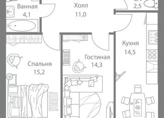 Продаю двухкомнатную квартиру, 62.3 м2, Москва, ЗАО