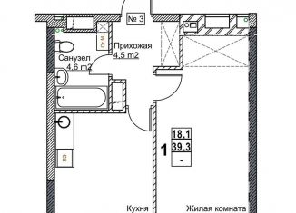 Продается 1-комнатная квартира, 39.3 м2, Нижний Новгород, метро Стрелка