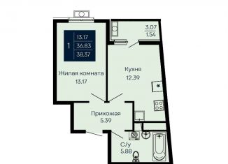 1-комнатная квартира на продажу, 38.4 м2, Крым