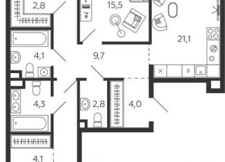 Продажа 3-комнатной квартиры, 101.7 м2, Москва, 2-я очередь, к3