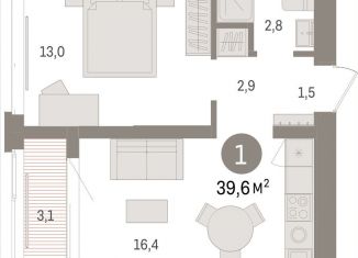 Продается однокомнатная квартира, 39.6 м2, Тюменская область