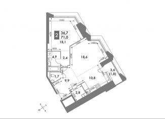 Продажа 2-комнатной квартиры, 71 м2, Москва, ЖК Архитектор