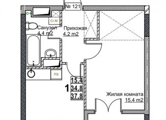 Продается однокомнатная квартира, 37.8 м2, Нижний Новгород, метро Стрелка