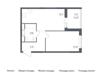Продаю однокомнатную квартиру, 40.8 м2, деревня Новосаратовка