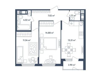 Продаю 2-ком. квартиру, 54.2 м2, поселок Мещерино