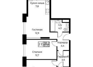 2-ком. квартира на продажу, 61.6 м2, Москва, ЮЗАО, улица Намёткина, 10Д