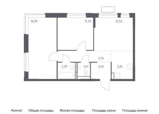 2-ком. квартира на продажу, 60.2 м2, Ленинский городской округ, жилой комплекс Новое Видное, 13.2