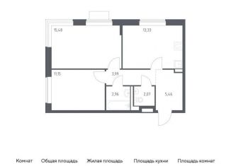 Продается 2-комнатная квартира, 54.4 м2, Московская область, жилой комплекс Новое Видное, 18.1