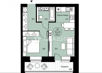 Продается 2-комнатная квартира, 44.2 м2, Сыктывкар, Петрозаводская улица, 43, район Орбита