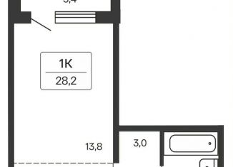 Продается квартира студия, 28.2 м2, Новосибирск, Кировский район, улица Сибиряков-Гвардейцев, 53/10