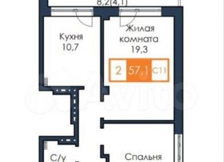 Продам 2-комнатную квартиру, 57.1 м2, Красноярск, Советский район, Соколовская улица, 78