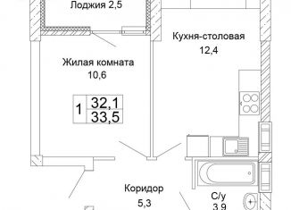 Продаю 1-комнатную квартиру, 33.5 м2, Волгоград