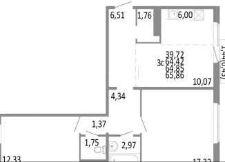 Продам трехкомнатную квартиру, 64.9 м2, Челябинск